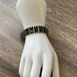 Vintage Carolee Women’s Black Rhinestone Bracelet Signed 7.5 inches